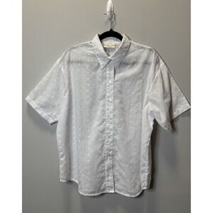 Nick & Sarah Plus Shirt Eyelet White Size 2X Button Up Shirt Sleeve